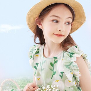 女童连衣裙夏季纯棉儿童裙子2025新款夏装中大童洋气薄款公主裙