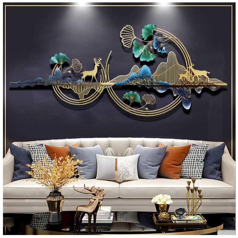 新中式创意墙面装饰品壁挂客厅电视沙卧室床头发背景墙面铁艺挂件