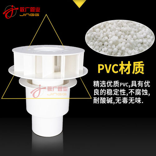 PVC排水管配件虹吸式雨水斗87型塑料重力DN110天台侧墙落水斗地漏