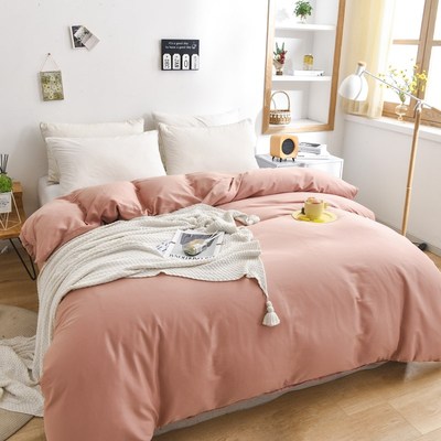 定做加大全棉被套英国留学生double/kingsize/queen素色纯棉被罩