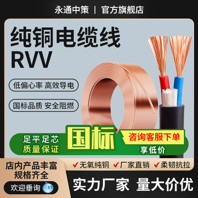 国标rvv电缆线23451020芯