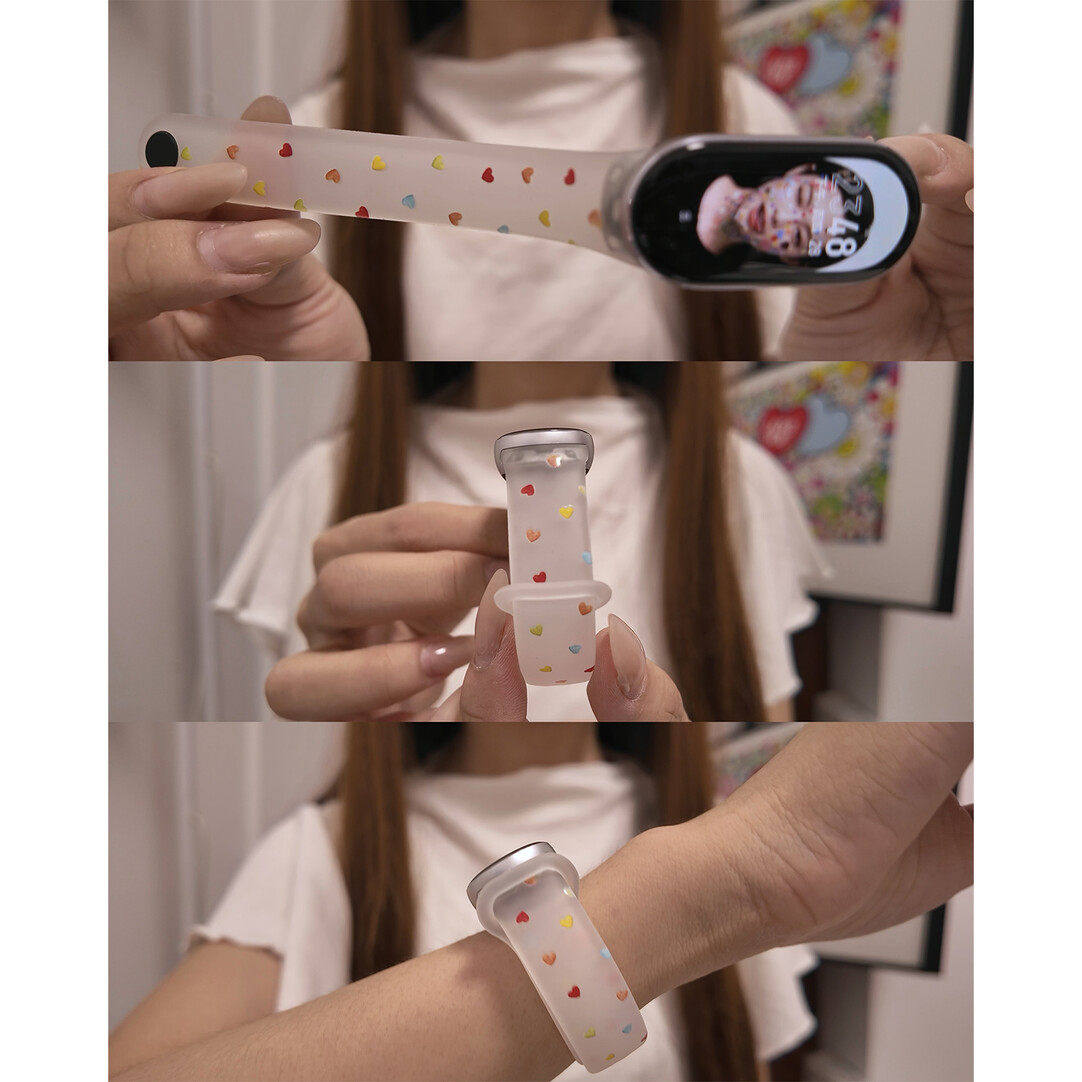 简约一体韩女波点磨砂适用小米手智能手表手环表带/腕