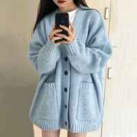 A new Korean-style chanel-style knitted sweater for women in autumn and winter, paired with a loose and laid-back collared cardigan thumbnail 8
