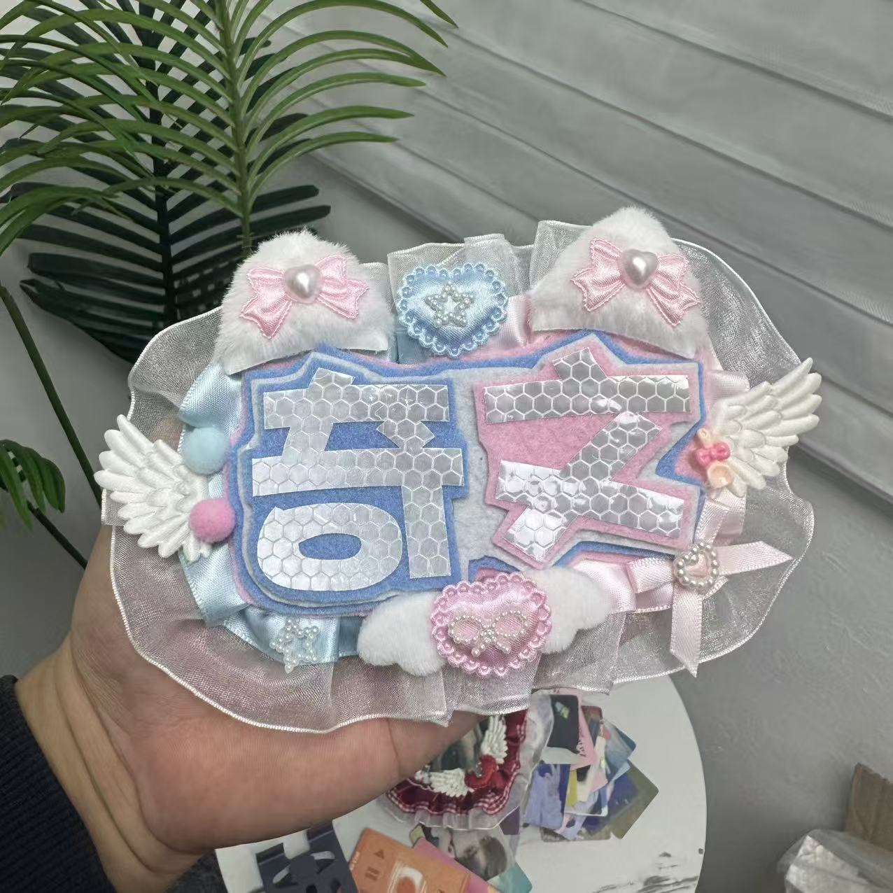 应援姓名牌成品反光不织布书包