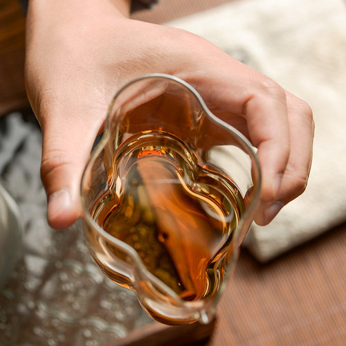 禾风 高硼硅耐热玻璃公道s杯 中式海棠公杯功夫茶分茶器匀杯赏茶