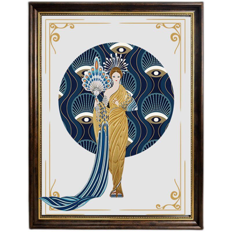 法式中古镜子画创意复q古美式小众镜面摆件画装饰镜客厅艺术挂画
