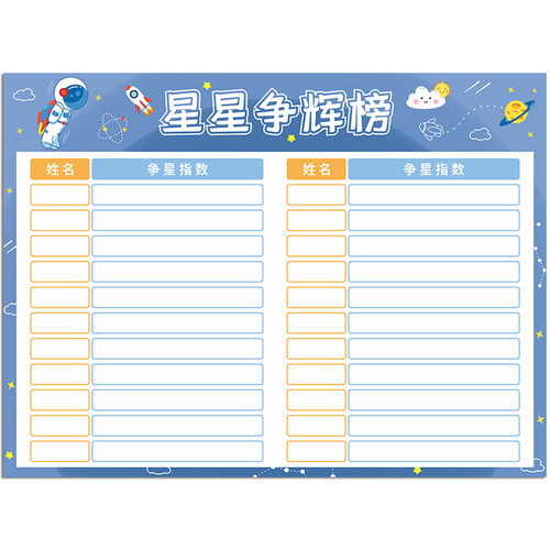 班级评比栏墙贴磁性o可擦写加厚小学生姓名激励积分表教室文化墙