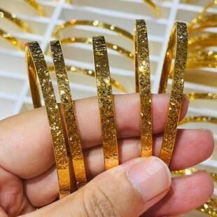 金包银三面碎碎冰手镯金店周家大福款爆闪碎冰冰实心手环生日礼物