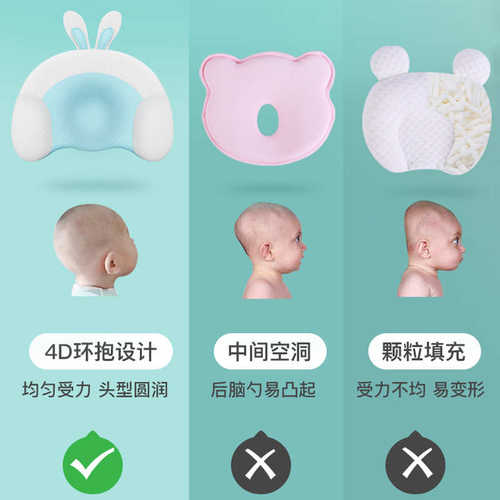 婴儿枕头定型枕0一1岁专用防偏头0到6个月新生宝宝圆头纠正睡头型