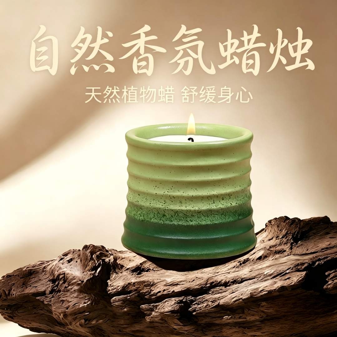 天然精油无烟大豆蜡香薰蜡烛檀木