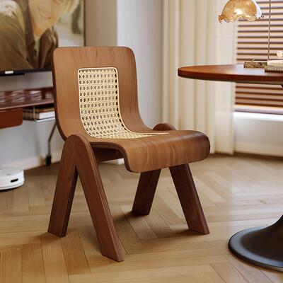 中古C椅法古式轻JFM奢设计师家用餐桌椅藤编休意闲复卧室创化妆椅