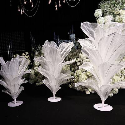婚道具巨型手工真丝纱艺桌摆花庆体餐造厅褶皱艺TKA术型装置橱窗