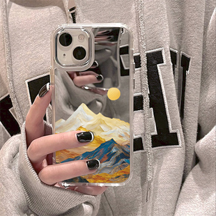 国风招财好运iPhone17日照金山16适用15镜面14苹果13Promax手机壳12补妆镜子air防摔plus高级感小众男女国潮