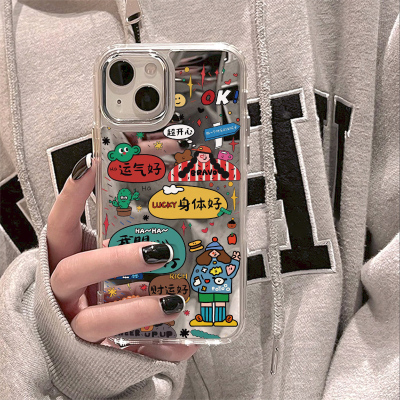 胜壳苹果手机壳镜面韩系插画女孩