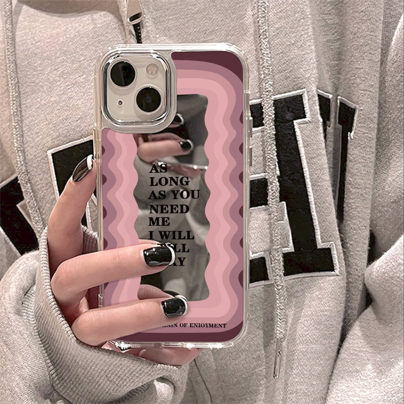 胜壳苹果手机壳可爱镜面波浪英文