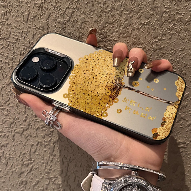 胜壳苹果手机壳镭射招财发财树潮