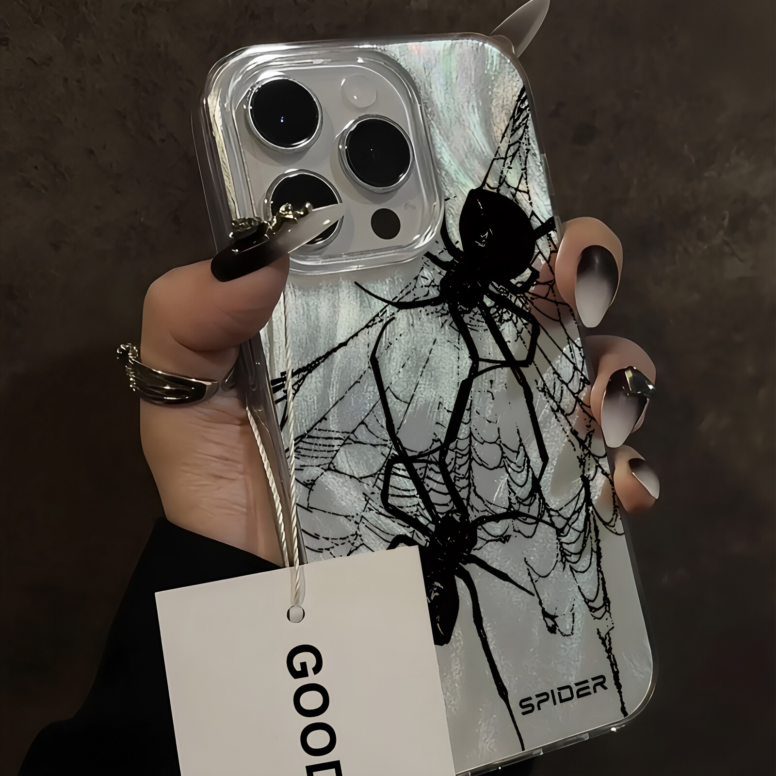 ins日韩y2k暗黑系iPhone18pro潮牌蜘蛛亚比17适用16苹果15Promax手机壳14羽纱纹13亚文化小米男女潮华为情侣