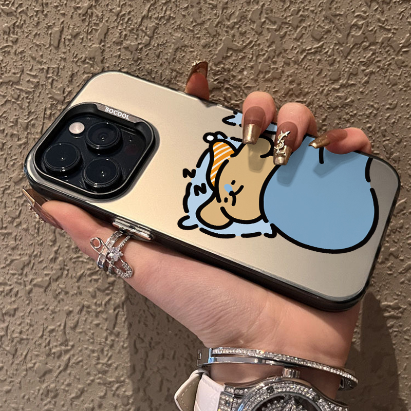 胜壳苹果手机壳镭射情侣线条小狗