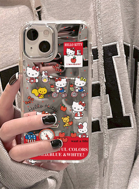ins可爱hellokitty卡通kt猫iPhone17pro凯蒂猫16e镜面15苹果14Promax手机壳13补妆镜子12个性11网红女潮8plus