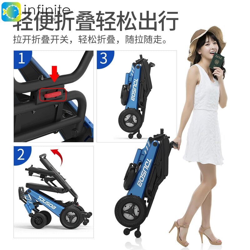老人电动轮椅智能全自动折叠多功能轻便可上飞机老年人孕妇代步车