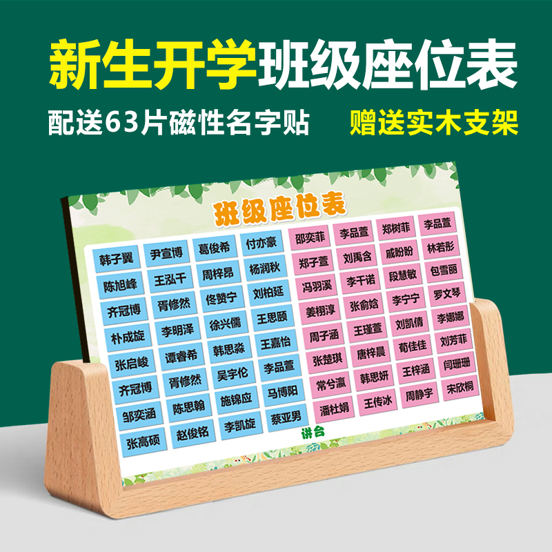 磁性座位表中小学生班级活动座次表讲台排位计划表名字磁铁磁力贴
