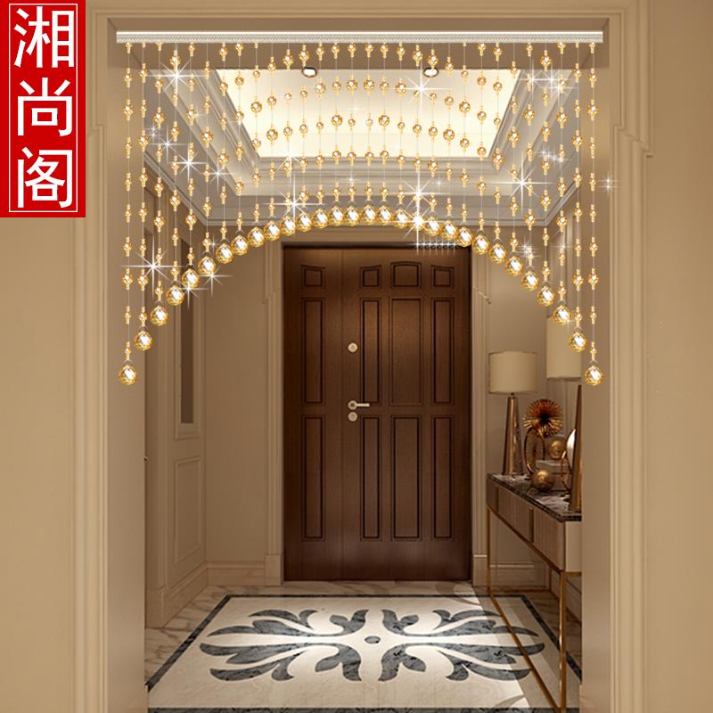 水晶网红珠帘帘子化妆室门帘挂帘隔断窗玄关餐客厅卧室成品免打孔