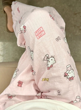 粉色hellokitty睡衣居家卡通夏天长款睡裤宽松女生可外穿遛弯裤