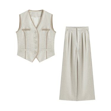 【南油虹姐】夏季新款亚麻时尚气质马甲套装休闲,女装/女士精品,时尚套装,淘宝优惠券,粉丝福利购,淘宝优惠卷