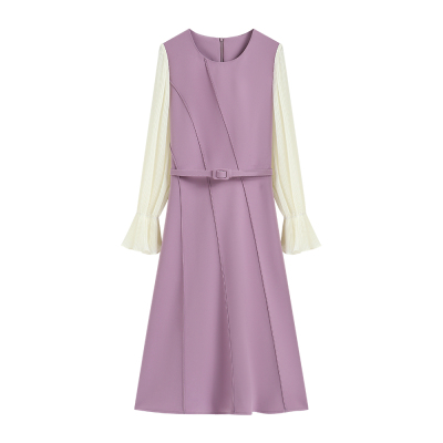 【深圳虹姐】春季新款法式小香风假两件气质收腰连衣裙S3202