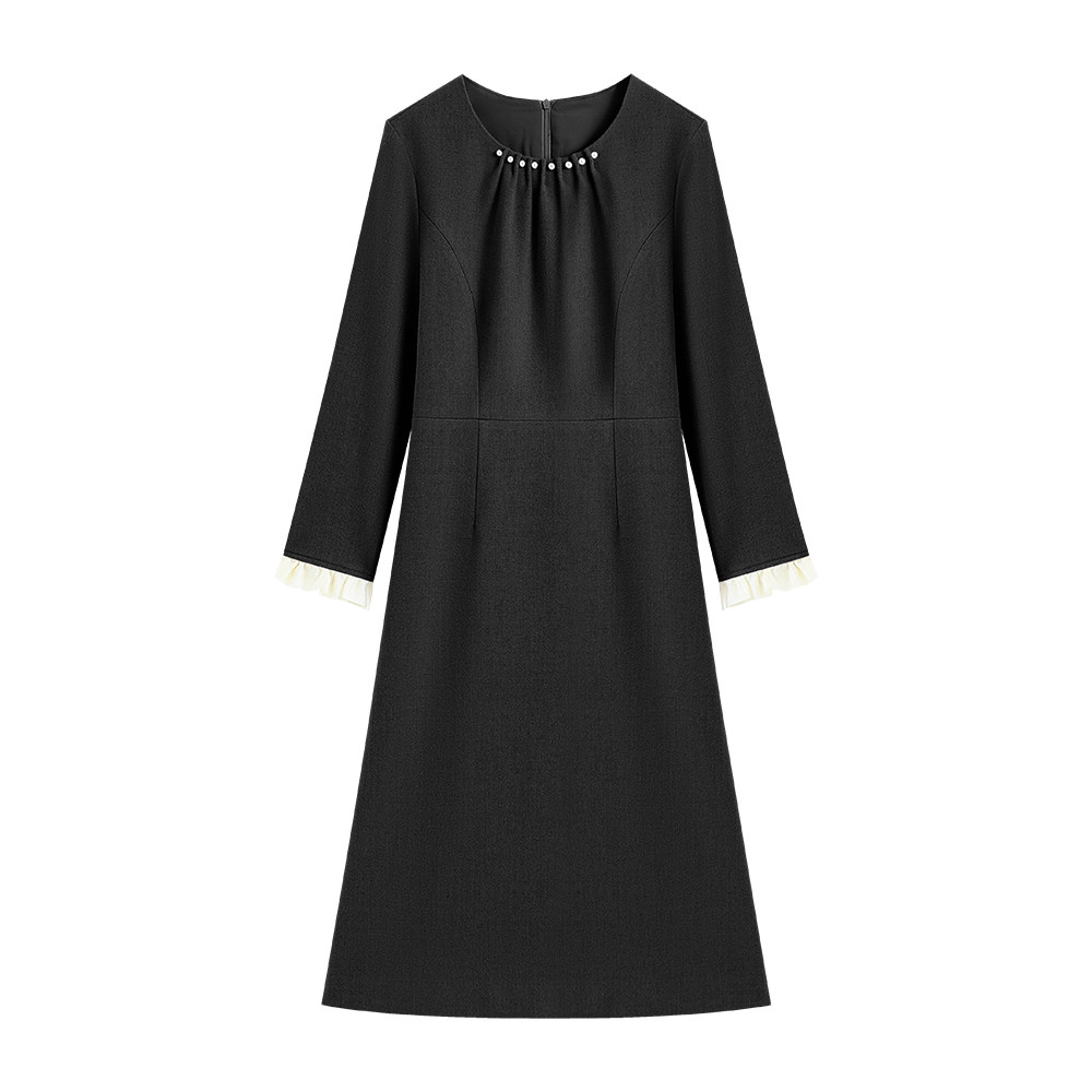 【南油虹姐】新款法式手工钉珠荷叶边领优雅细闪收腰连衣裙3143,女装/女士精品,连衣裙,淘宝优惠券,粉丝福利购,淘宝优惠卷