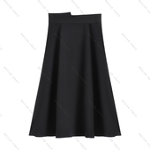 秋冬新款 南油虹姐 气质显质收腰纯色加厚大摆裙半身裙BQ440