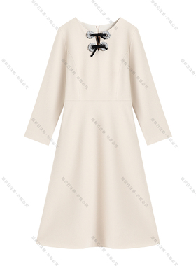 【南油虹姐】秋冬新款重工时尚镶钻蝴蝶A字收腰显瘦连衣裙3092