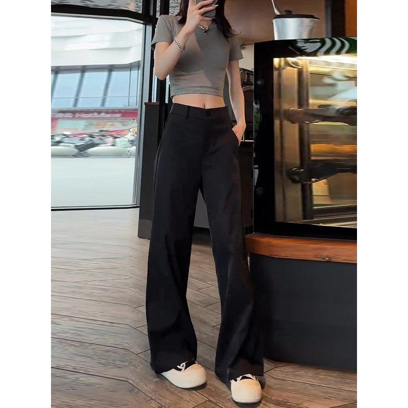 秋季黑色高级感垂感西装裤女春秋宽松显瘦今年流行休闲阔腿梧桐裤,女装/女士精品,大码裤装,淘宝优惠券,粉丝福利购,淘宝优惠卷