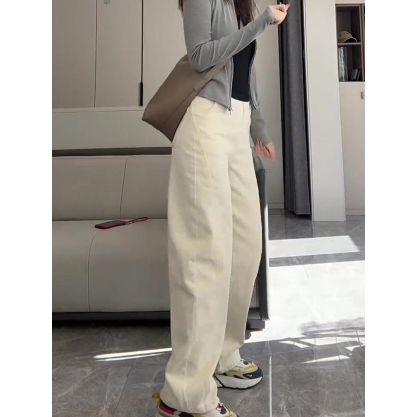 白色直筒牛仔裤女2025新款春夏季高腰显瘦宽松阔腿裤小个子弯刀裤,女装/女士精品,大码裤装,淘宝优惠券,粉丝福利购,淘宝优惠卷