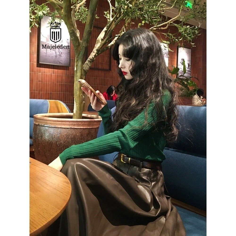 正品2025秋新款穿搭小香风套装高级感时尚绿色针织衫皮裙子两件套,女装/女士精品,时尚套装,淘宝优惠券,粉丝福利购,淘宝优惠卷