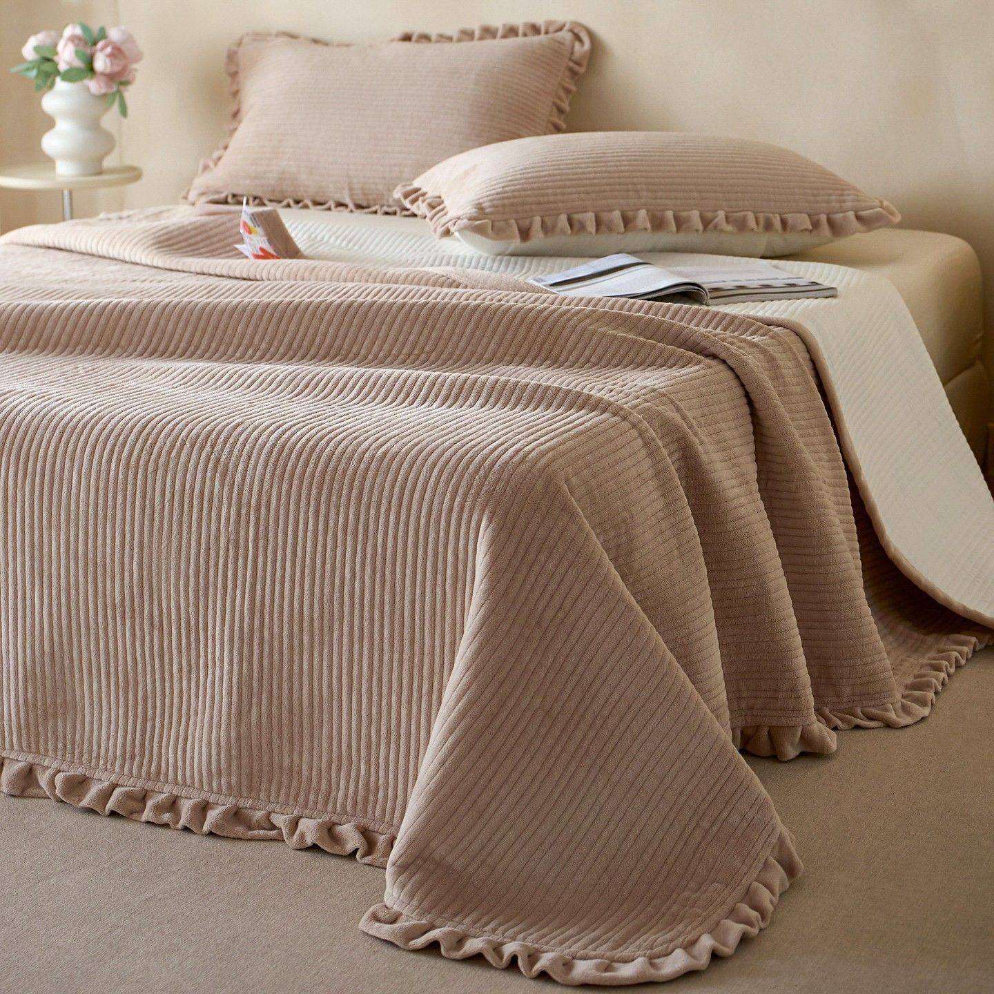 高克重防静电牛奶绒床盖三件套冬季加厚暖绒床单即暖不皱不跑床品,床上用品,床盖,淘宝优惠券,粉丝福利购,淘宝优惠卷