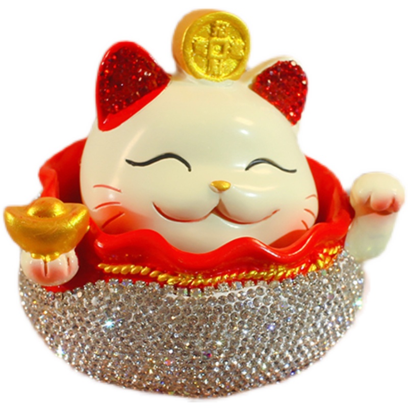 高档镶钻开业礼物汽车摆件可爱奢华钻摇头招财猫车载中控台装饰品