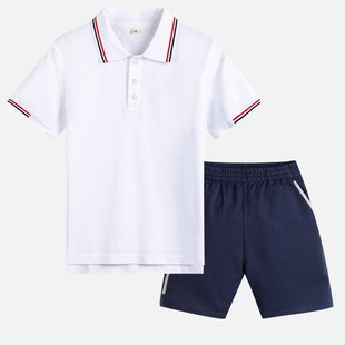 北大培文夏季 英伦T恤校服男女童学生纯白翻领短袖 polo套头衫