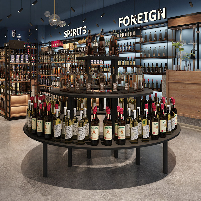 中岛展示柜圆形展柜包包鞋化妆品礼品母婴用品展示柜木质展示货架