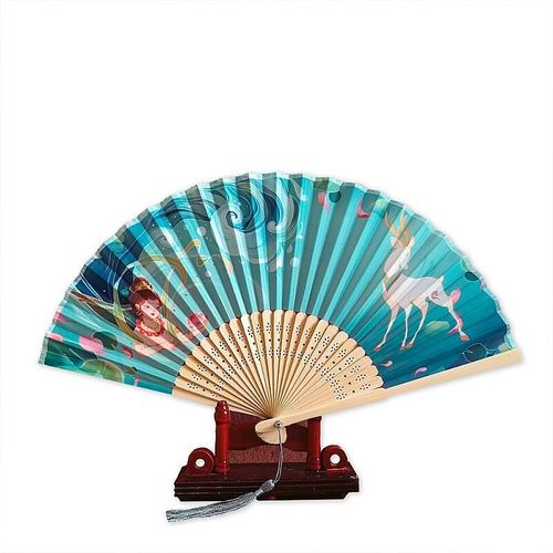 敦煌文创扇子九色鹿壁画折扇中国风古风汉服夏季礼物女旅游纪念品