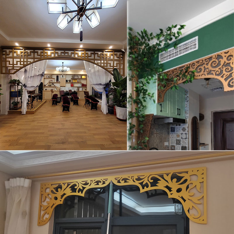 房梁横梁遮挡装饰垭口挂落门头中式PVC入户门楣加高客厅拱形隔断