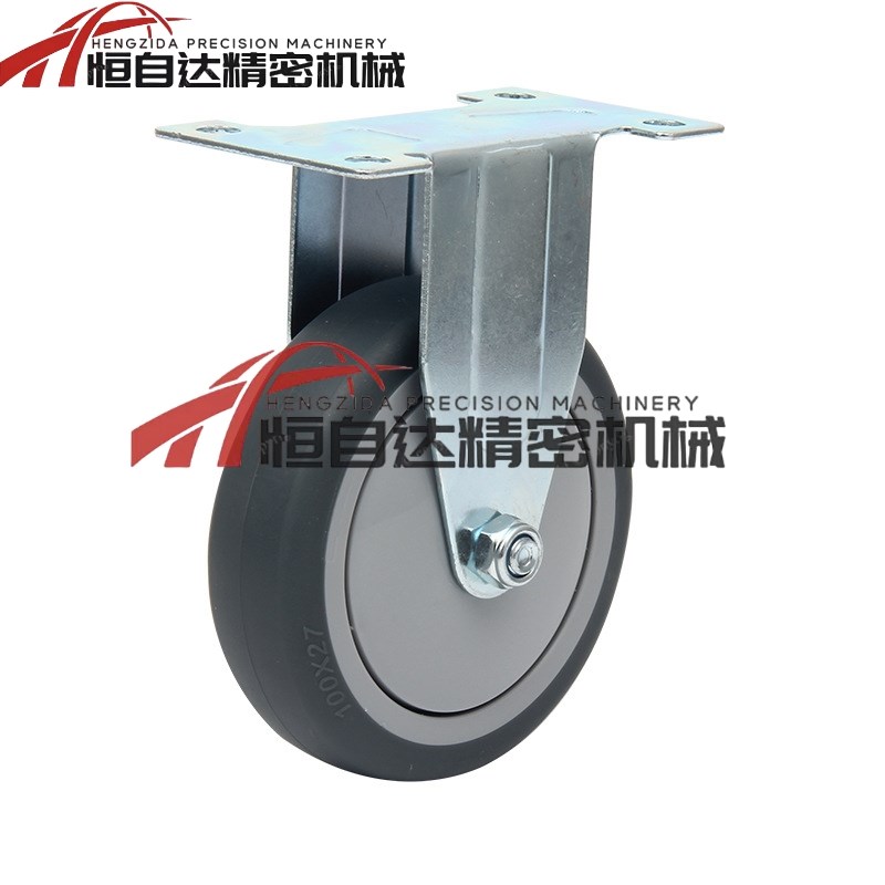 同米思米橡胶脚轮CSPJ/CSPK/CSPJS75/100/125-R万向带刹车固定轮