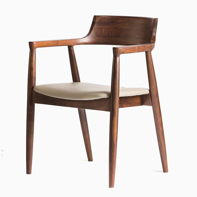 办公餐桌椅子休闲会议洽谈椅橡木实木多款靠背软垫凳子总统椅扶手