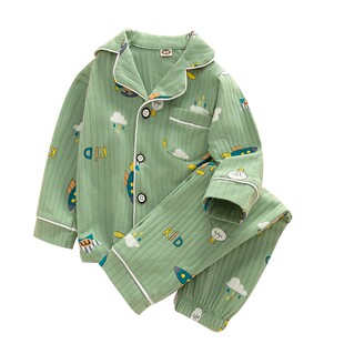 男童睡衣春秋纯棉套装儿童小汽车冬季家居服宝宝开衫长袖女童全棉