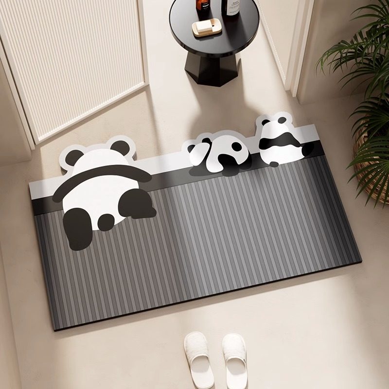 硅藻泥浴室地垫吸水防滑垫厕所门口入户卫生间可爱卡通动物脚垫子