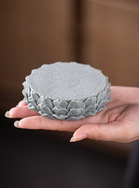 中式莲花台底座茶宠垫子摆件创意盖置杯垫鱼缸造景客厅茶桌装饰品