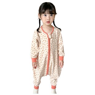 婴儿睡袋纯棉厚款秋冬季女儿童护肚防踢被A类无骨男宝宝连体睡衣