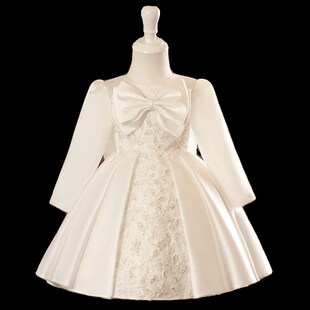 儿童礼服公主裙钢琴演奏演出服女童生日花童婚礼小女孩礼服长袖