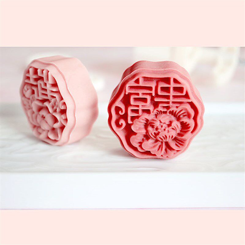 50克新款富贵吉祥立体花纹凤梨酥绿豆冰糕点手压式月饼压花模具