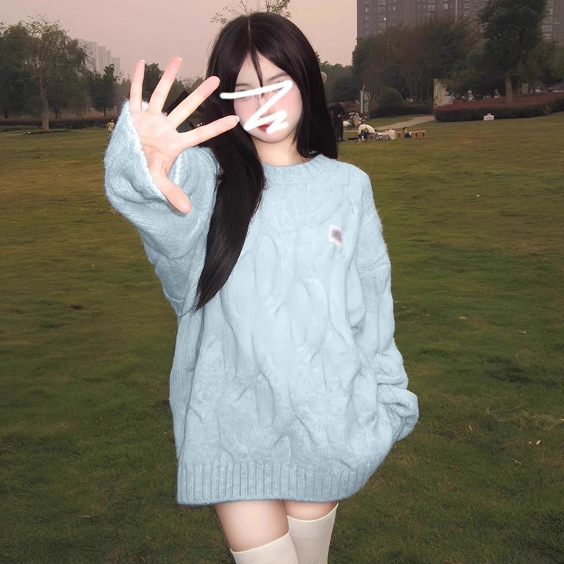 女童毛衣2024冬装新款儿童韩洋气秋冬季针织上衣加厚圆领打底线衣